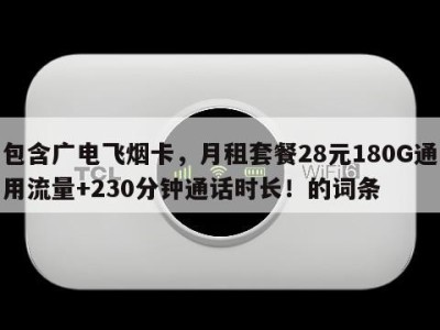 包含广电飞烟卡,月租套餐28元180G通用流量+230分钟通话时长!的词条