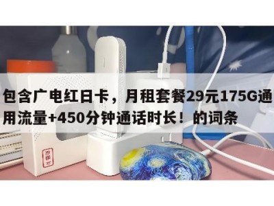 包含广电红日卡，月租套餐29元175G通用流量+450分钟通话时长！的词条