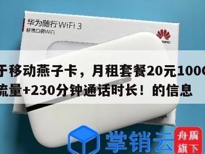 关于移动燕子卡,月租套餐20元100G通用流量+230分钟通话时长!的信息