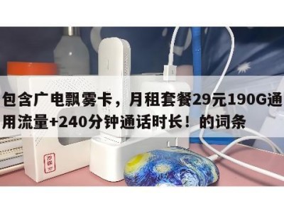 包含广电飘雾卡,月租套餐29元190G通用流量+240分钟通话时长!的词条