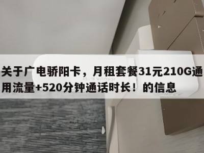 关于广电骄阳卡，月租套餐31元210G通用流量+520分钟通话时长！的信息